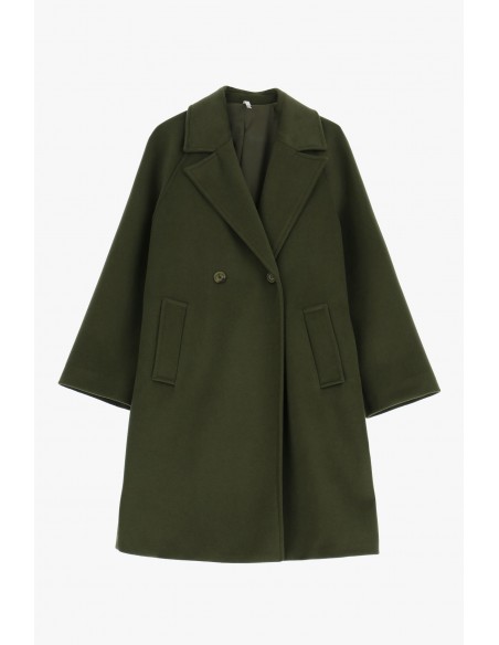 Imperial Femme manteau court Kaki à boutonnage croisé