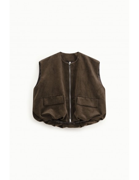 Imperial Femme Gilet oversize Chocolat en velours cotelé