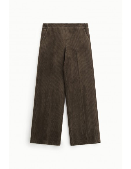 Imperial Femme pantalon Chocolat forme Palazzo en velours cotelé