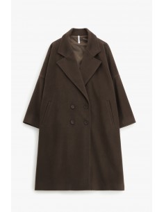 Imperial Femme manteau chocolat boutonnage croisé coupe oversize Imperial Femme manteau chocolat boutonnage croisé coupe oversize