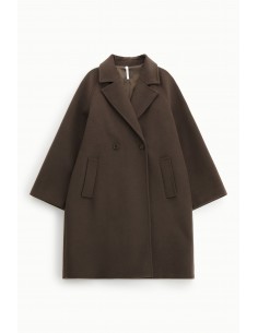 Imperial Femme manteau court Chocolat à boutonnage croisé Imperial Femme manteau court Chocolat à boutonnage croisé
