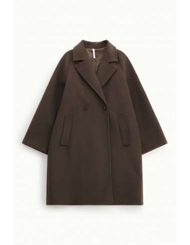 Imperial Femme manteau court Chocolat à boutonnage croisé