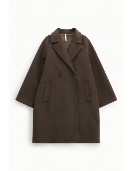 Imperial Femme manteau court Chocolat à boutonnage croisé