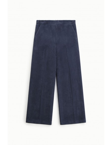 Imperial Femme pantalon Bleu Marine forme Palazzo en velours cotelé