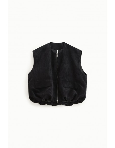 Imperial Femme Gilet oversize Noir en velours cotelé