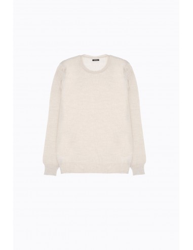 Imperial Homme pull col rond en laine melangée avec finitions bord-cote coloris beige