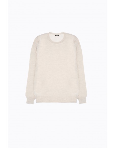 Imperial Homme pull col rond en laine melangée avec finitions bord-cote coloris beige