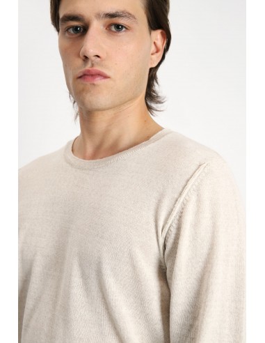 Imperial Homme pull col rond en laine melangée avec finitions bord-cote coloris beige