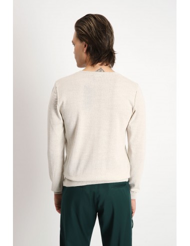 Imperial Homme pull col rond en laine melangée avec finitions bord-cote coloris beige