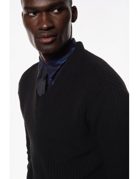 Imperial Homme Pull en laine melangée à col en V