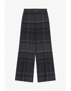 Imperial Femme pantalon fluide motif tartan gris et kaki Imperial Femme pantalon fluide motif tartan gris et kaki