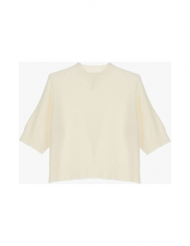 Imperial Femme pull cropp à manches courtes en maille coloris ecru