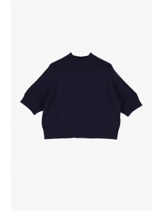 Imperial femme pull cropp a manches courtes en maille coloris bleu marine Imperial femme pull cropp a manches courtes en maille coloris bleu marine