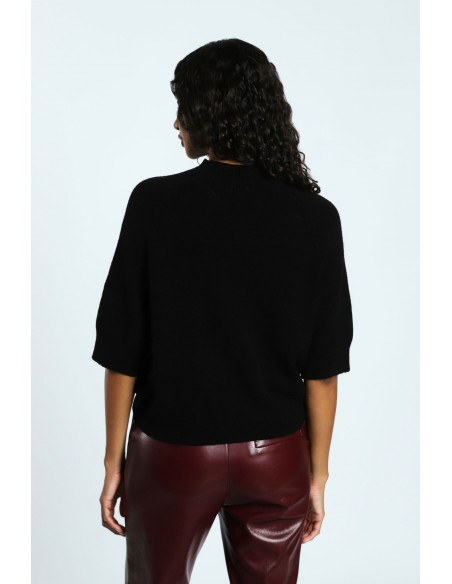 Imperial femme pull cropp a manches courtes en maille coloris Prune