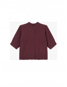 Imperial femme pull cropp a manches courtes en maille coloris Prune Imperial femme pull cropp a manches courtes en maille coloris Prune