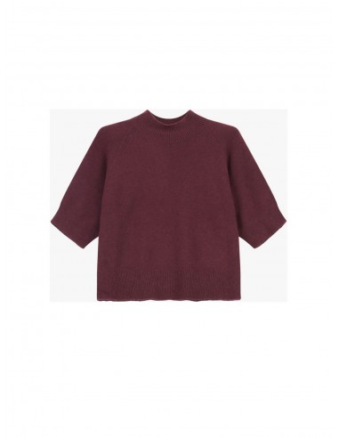 Imperial femme pull cropp a manches courtes en maille coloris Prune