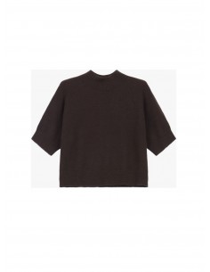 Imperial femme pull cropp a manches courtes en maille coloris Chocolat Imperial femme pull cropp a manches courtes en maille coloris Chocolat
