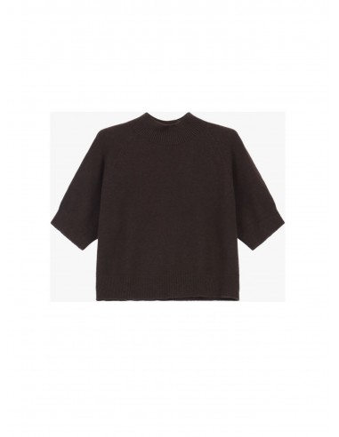 Imperial femme pull cropp a manches courtes en maille coloris Chocolat