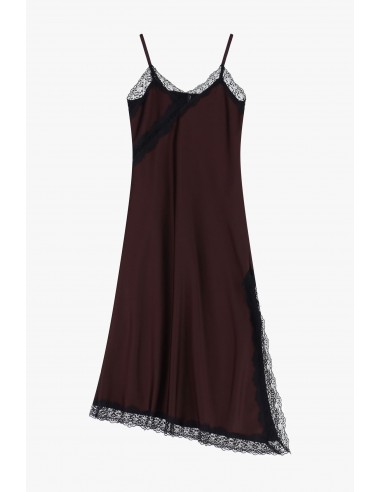 Imperial Femme robe asymetrique en satin prune et dentelle