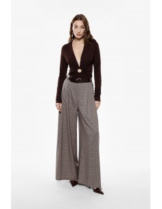 Imperial Femme pantalon Palazzo à carreaux beige Imperial Femme pantalon Palazzo à carreaux beige