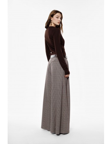 Imperial Femme pantalon Palazzo à carreaux beige Imperial Femme pantalon Palazzo à carreaux beige