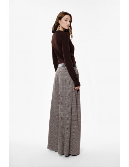 Imperial Femme pantalon Palazzo à carreaux beige Imperial Femme pantalon Palazzo à carreaux beige