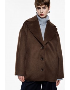 Imperial femme manteau court oversized en laine chocolat Imperial femme manteau court oversized en laine chocolat