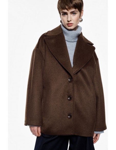 Imperial femme manteau court oversized en laine chocolat Imperial femme manteau court oversized en laine chocolat