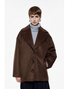 Imperial femme manteau court oversized en laine chocolat Imperial femme manteau court oversized en laine chocolat