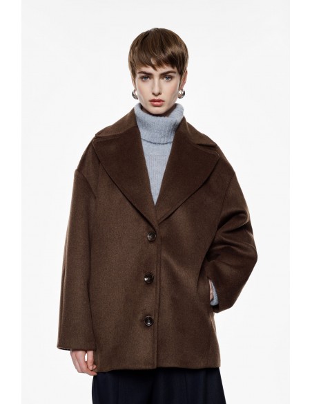 Imperial femme manteau court oversized en laine chocolat Imperial femme manteau court oversized en laine chocolat