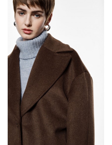 Imperial femme manteau court oversized en laine chocolat Imperial femme manteau court oversized en laine chocolat