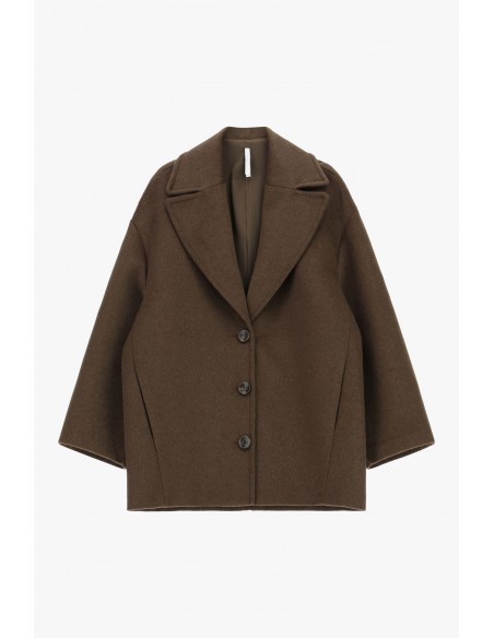Imperial femme manteau court oversized en laine chocolat Imperial femme manteau court oversized en laine chocolat