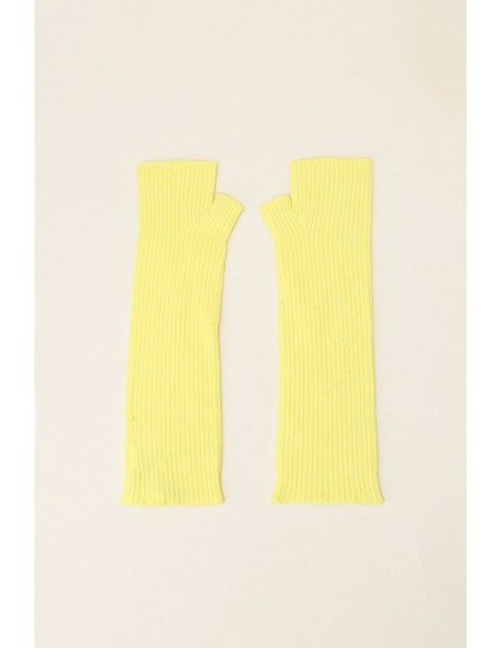 Imperial Fashion, mitaine en maille chaussette coloris jaune vif Imperial Fashion, mitaine en maille chaussette coloris jaune vif