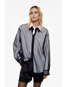 Imperial Femme chemisier blanc et tulle noir Imperial Femme chemisier blanc et tulle noir