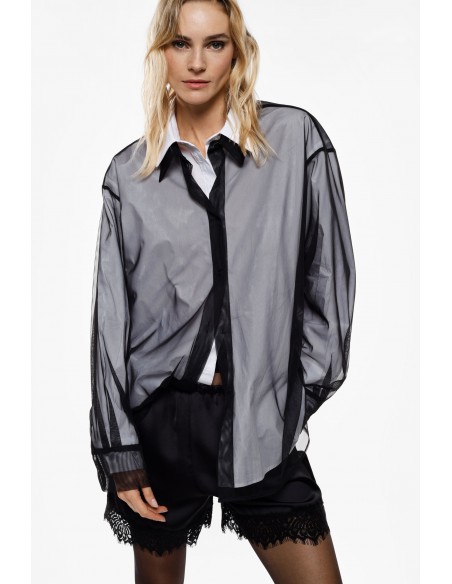 Imperial Femme chemisier blanc et tulle noir