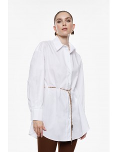 Imperial Femme Chemisier long Blanc avec chaîne amovible Imperial Femme Chemisier long Blanc avec chaîne amovible