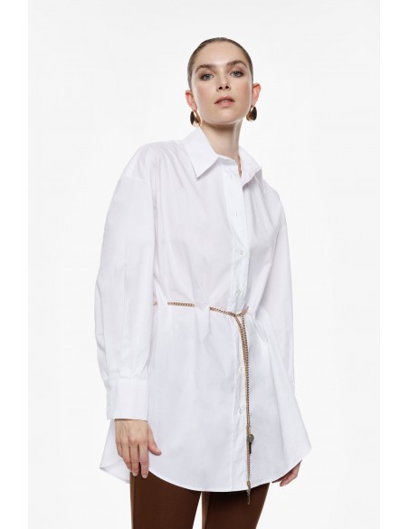 Imperial Femme Chemisier long Blanc avec chaîne amovible Imperial Femme Chemisier long Blanc avec chaîne amovible