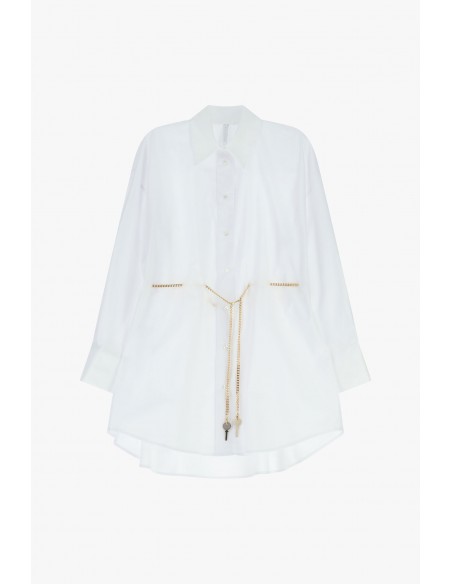 Imperial Femme Chemisier long Blanc avec chaîne amovible Imperial Femme Chemisier long Blanc avec chaîne amovible