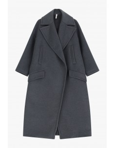 Imperial Femme, maxi manteau, anthracite, forme oversize a revers larges Imperial Femme, maxi manteau, anthracite, forme oversize a revers larges