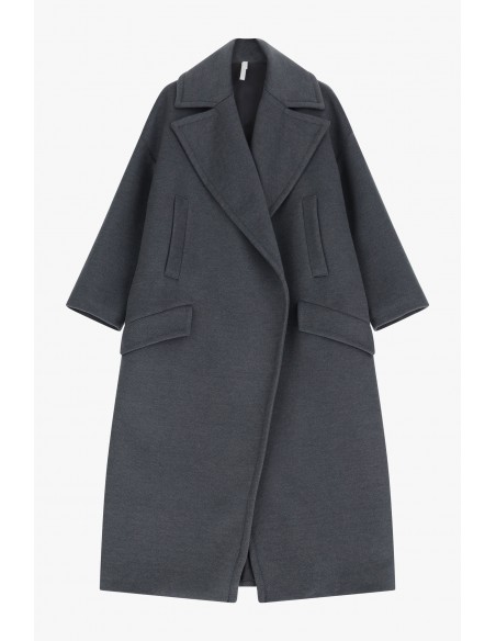 Imperial Femme, maxi manteau, anthracite, forme oversize a revers larges Imperial Femme, maxi manteau, anthracite, forme oversize a revers larges