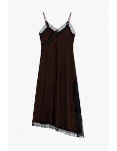 Imperial Femme robe asymetrique en satin chocolat et dentelle Imperial Femme robe asymetrique en satin chocolat et dentelle