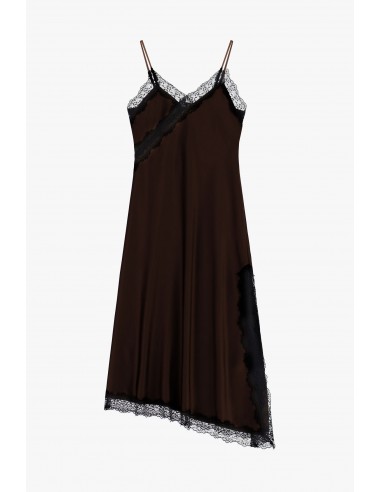 Imperial Femme robe asymetrique en satin chocolat et dentelle Imperial Femme robe asymetrique en satin chocolat et dentelle