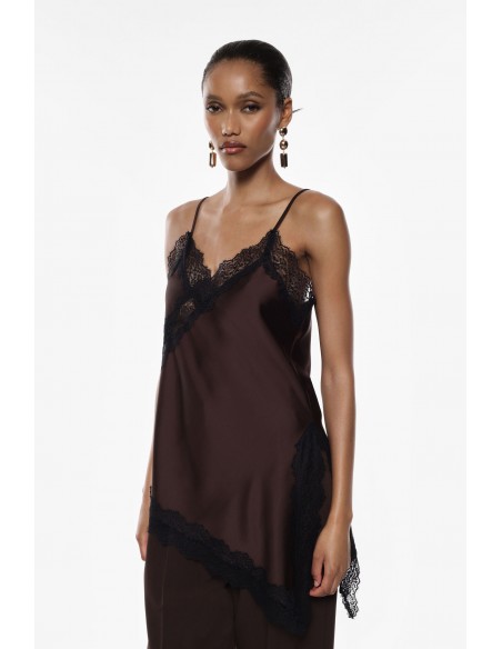 Imperial Femme Debardeur asymetrique prune et dentelle Imperial Femme Debardeur asymetrique prune et dentelle