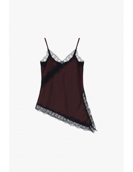 Imperial Femme Debardeur asymetrique prune et dentelle Imperial Femme Debardeur asymetrique prune et dentelle