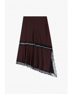 Imperial Femme Jupe asymetrique en satin Prune et dentelle noire Imperial Femme Jupe asymetrique en satin Prune et dentelle noire