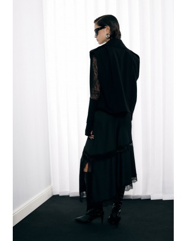 Imperial Femme Jupe asymetrique en satin Prune et dentelle noire Imperial Femme Jupe asymetrique en satin Prune et dentelle noire