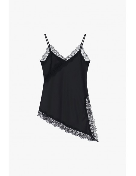 Imperial Femme Debardeur asymetrique noir et dentelle Imperial Femme Debardeur asymetrique noir et dentelle