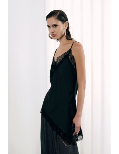 Imperial Femme Debardeur asymetrique noir et dentelle Imperial Femme Debardeur asymetrique noir et dentelle