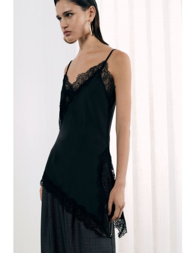 Imperial Femme Debardeur asymetrique noir et dentelle Imperial Femme Debardeur asymetrique noir et dentelle
