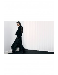 Imperial Femme Jupe asymetrique en satin noir et dentelle noire Imperial Femme Jupe asymetrique en satin noir et dentelle noire